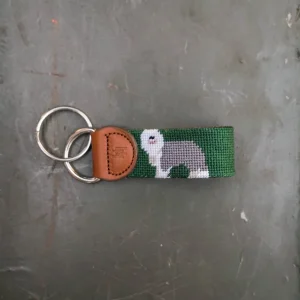 Old English Sheepdog Needlepoint Key Fob