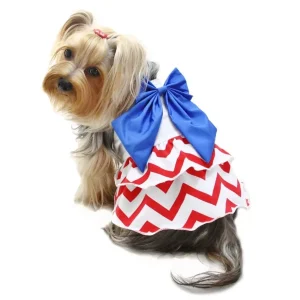 Klippo Patriotic Red, White & Blue Bow Sundress for Dogs