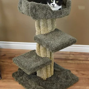 Premier Solid Wood Cat Play Tree for Large & Active Cats | Stable Multi-Level Tower