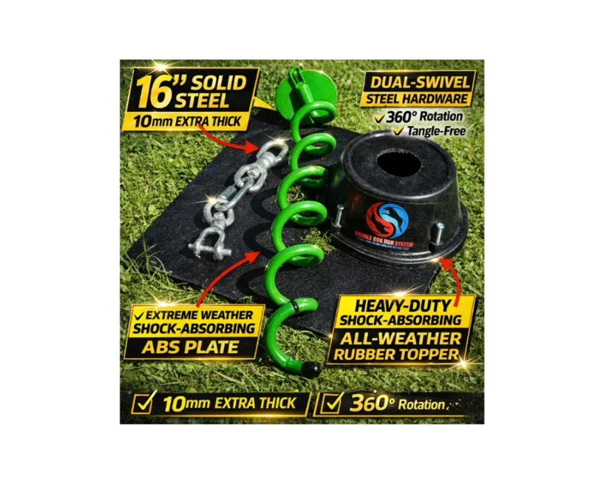 Double Dog Run Tangle-free Two Dog Tie-Out Stake - Image 2