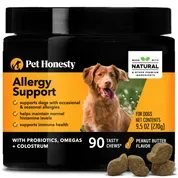 Pet Honesty Allergy Support Peanut Butter Flavored Soft Chews Allergy & Immune Supplement for Dogs
