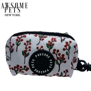 Dog Waste Bag Holder, Red Floral