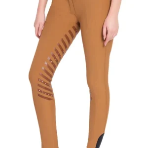 Equine Couture Ladies Nora Extended Knee Patch Breeches - Bamboo Cotton Full Leg Silicone Grip Riding Pants