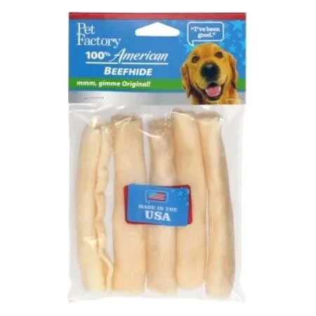 Pet Factory American Beefhide Natural Flavor Chip Rolls Natural Dog Chews - 5 Inch - Image 2