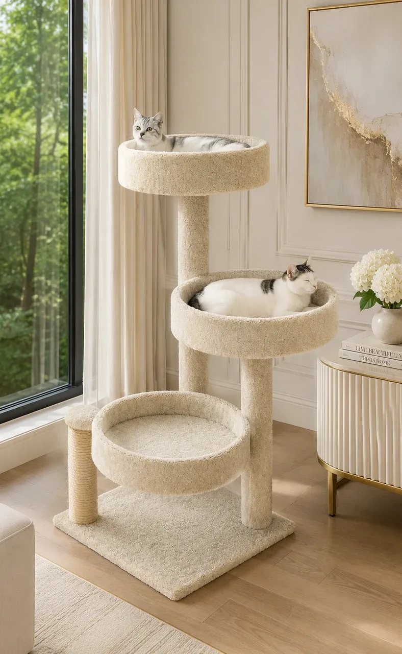 XXL Heavy Duty Cat Tree with Large Round Perches for Big Cats