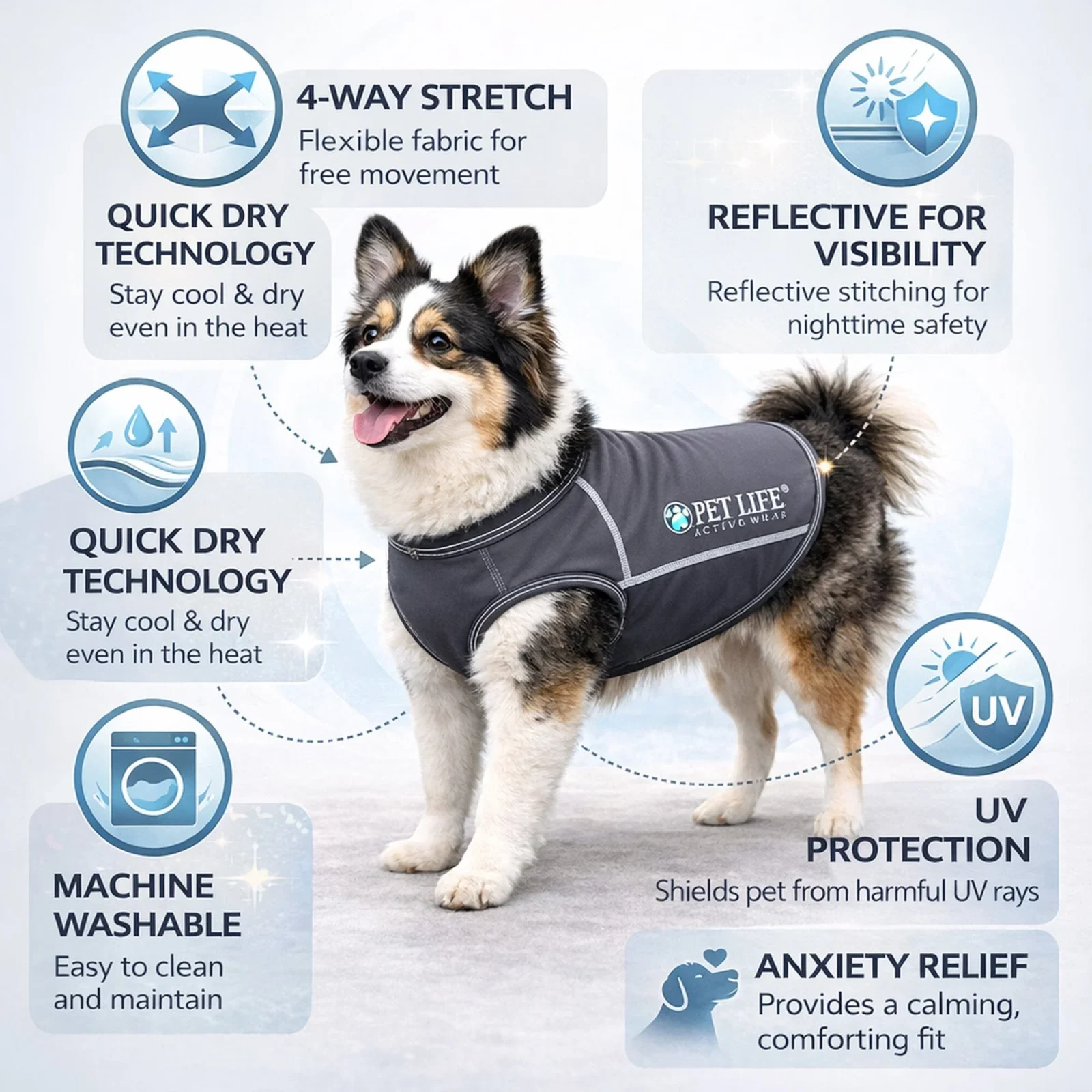 Pet Life ® Active 'Racerbark' 4-Way-Stretch Yoga Fitness Dog T-Shirt Tank Top - Image 2