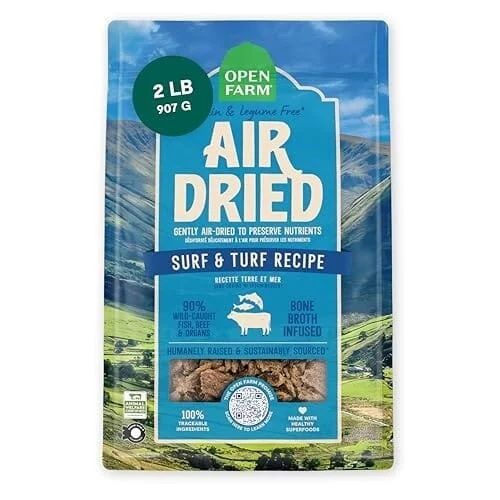 Open Farm Grain-Free Surf-and-Turf Bone-Broth Infused Air-Dried Dog Food or Topper