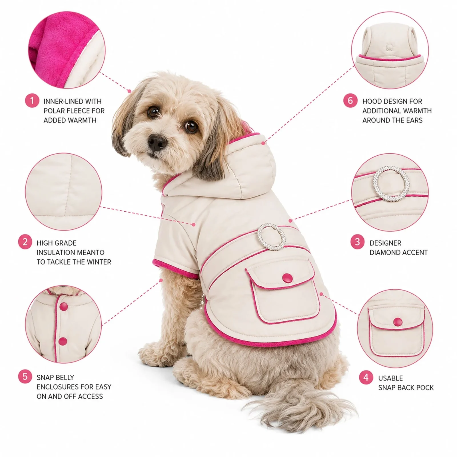 Pet Life ® Dual-Toned 3M Insulated Diamond Jeweled Pet Dog Jacket - Image 2