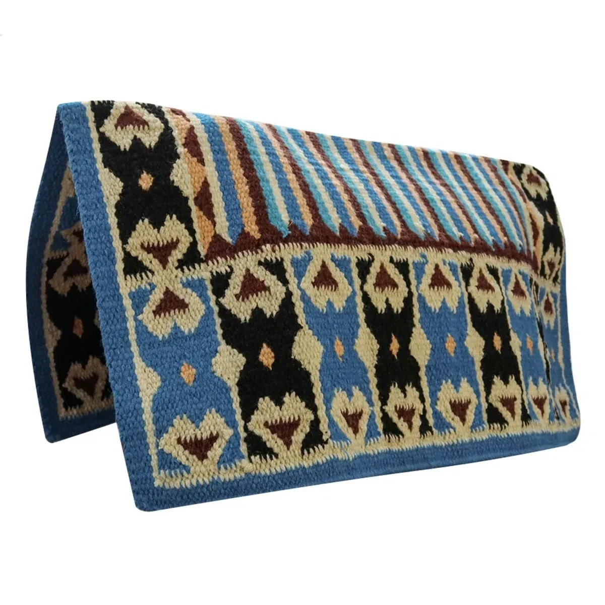 TuffRider Amarillo Western Woven Saddle Blanket- Blue/Black- 34 x 36 - Image 2