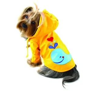 Splashing Whale Hooded Dog Raincoat with Cotton Lining - Klippo Pet