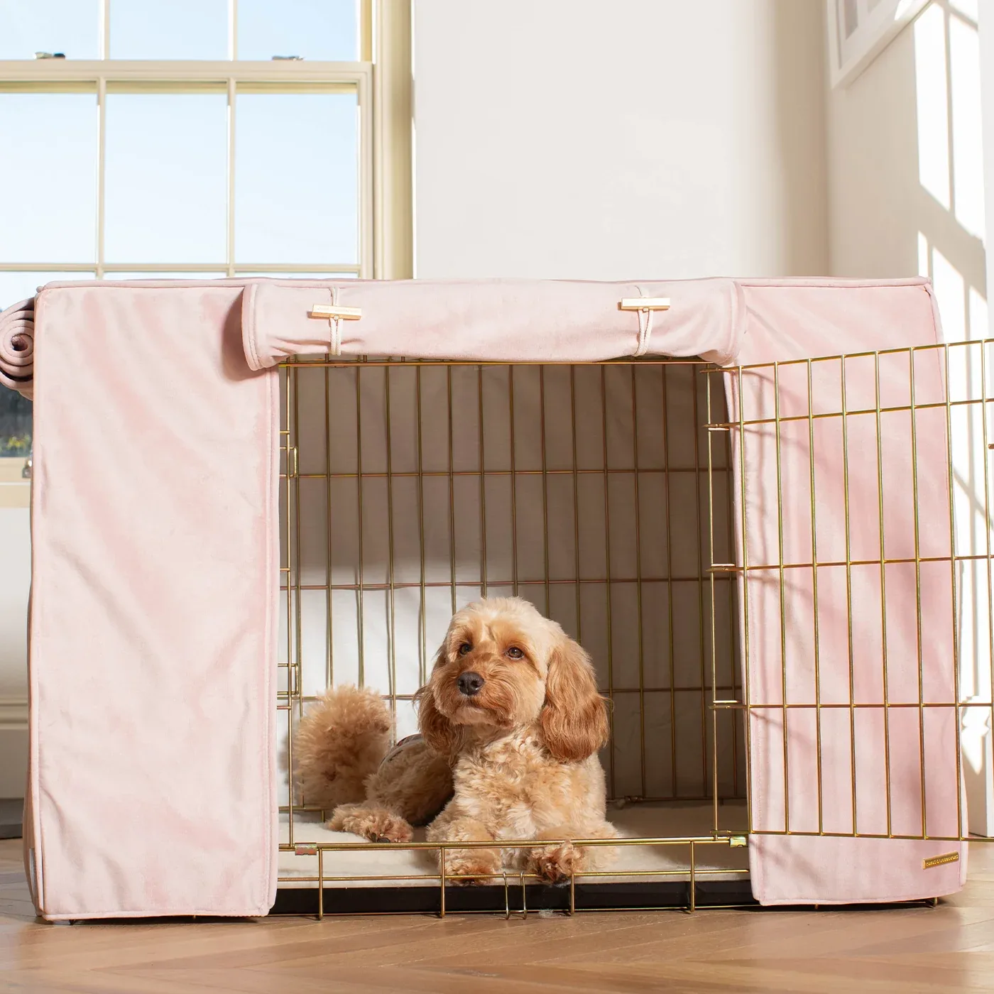 Dog Crate Cover In Blossom Velvet by Lords & Labradors