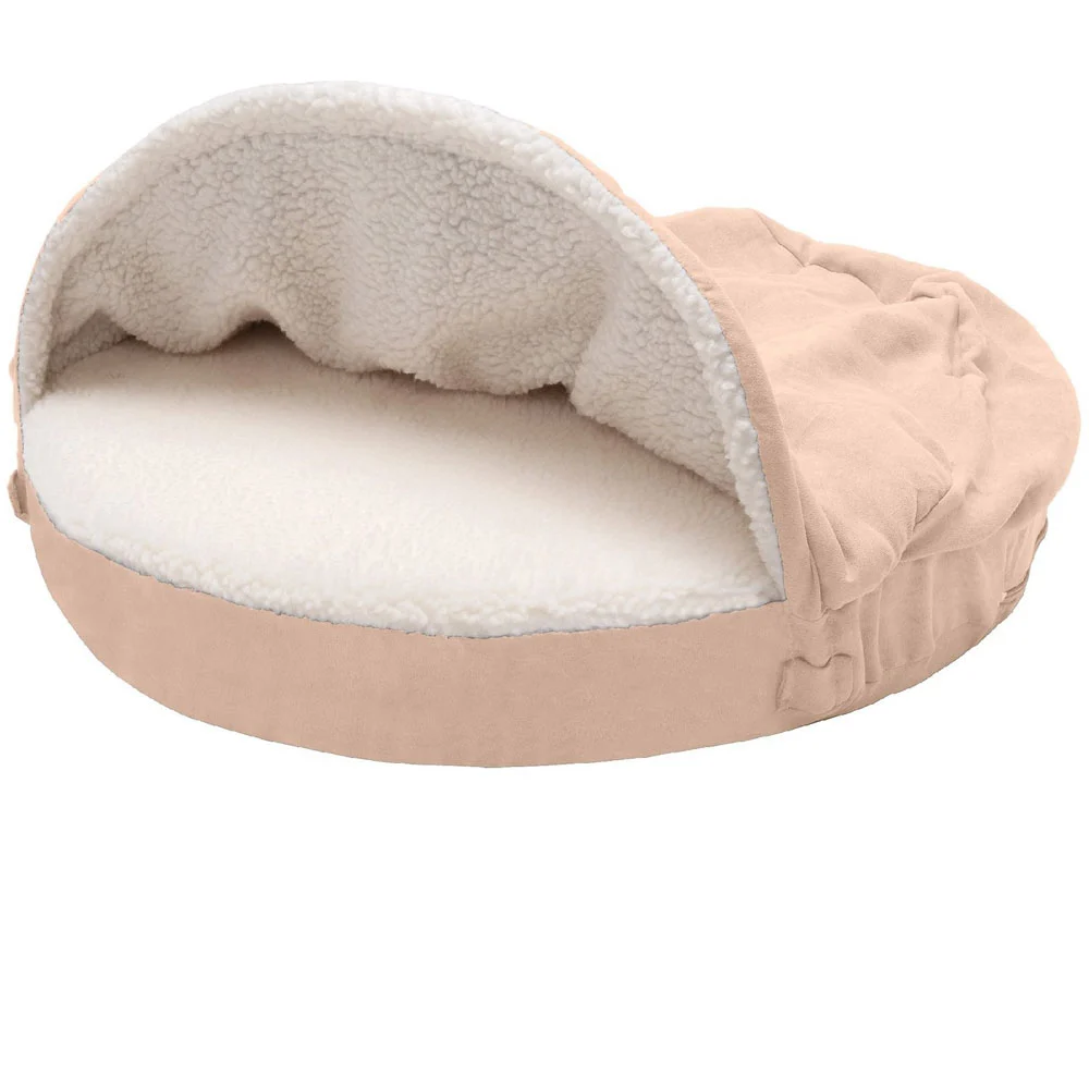 FurHaven Faux Sheepskin Snuggery Gel Top Foam Pet Bed - Cream (18")