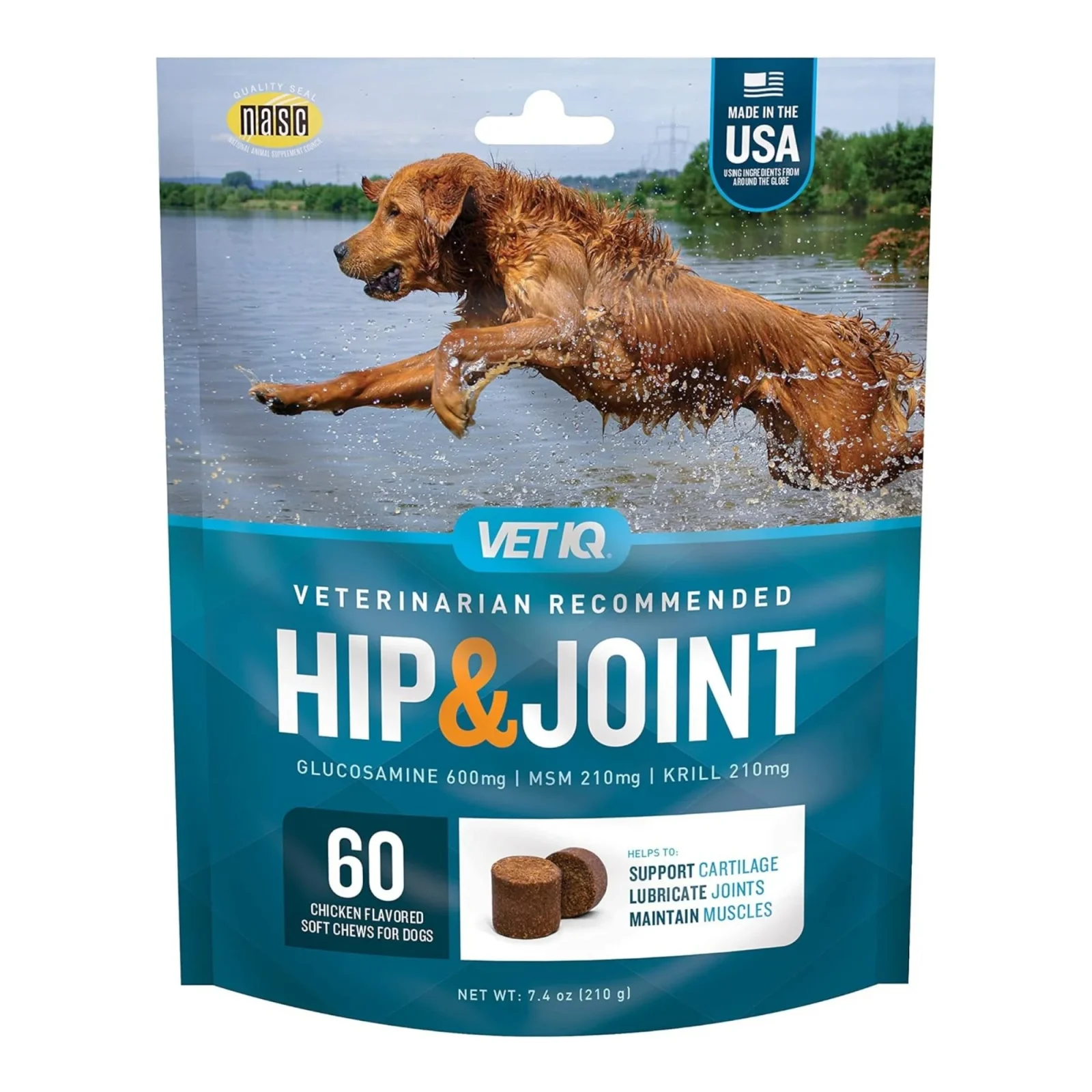 Vetiq Hip & Joint Soft Dog Chew Chicken, 60-Count