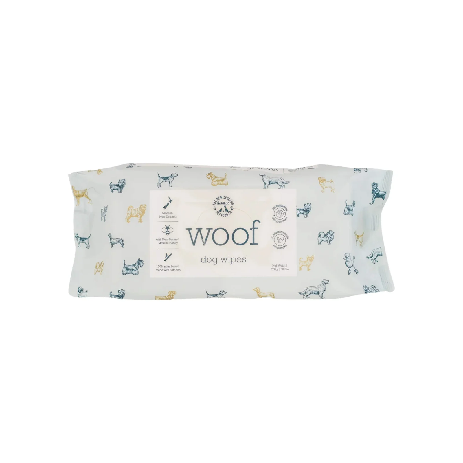 The New Zealand Natural Pet Food Co. WOOF Manuka Honey Wipes for Dogs