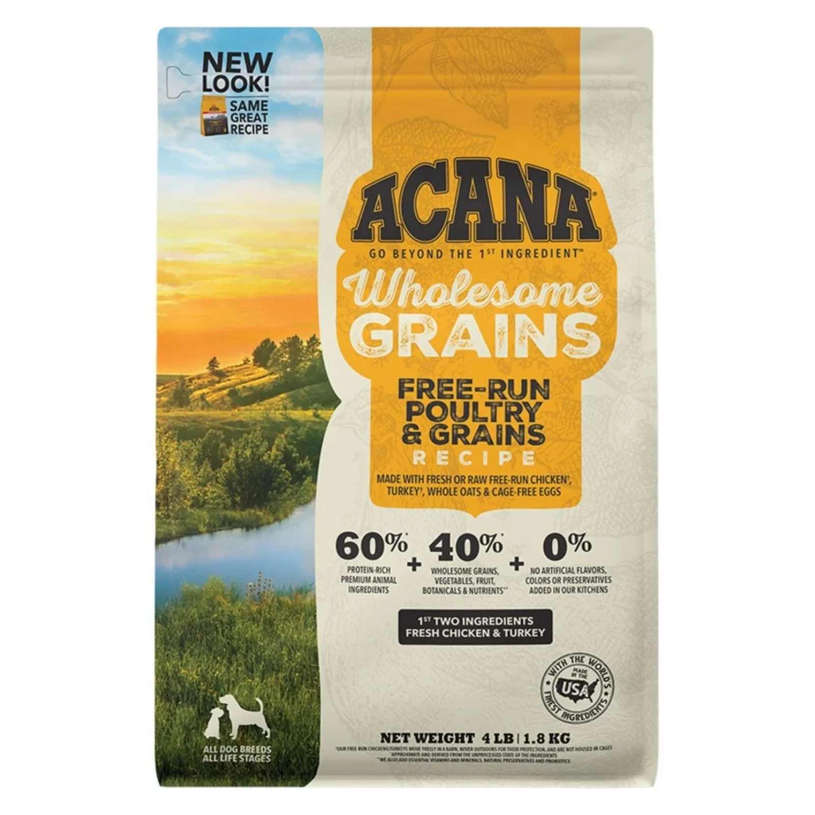 Acana Dog Wholesome Grains Free Run Poultry + Grains, 4 lb