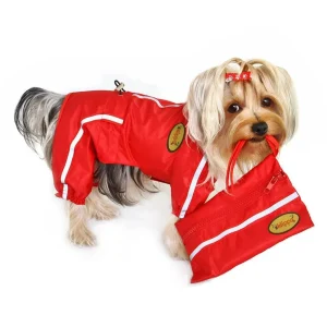 Dog Raincoat Bodysuit with Reflective Stripes & Matching Pouch - Klippo Pet