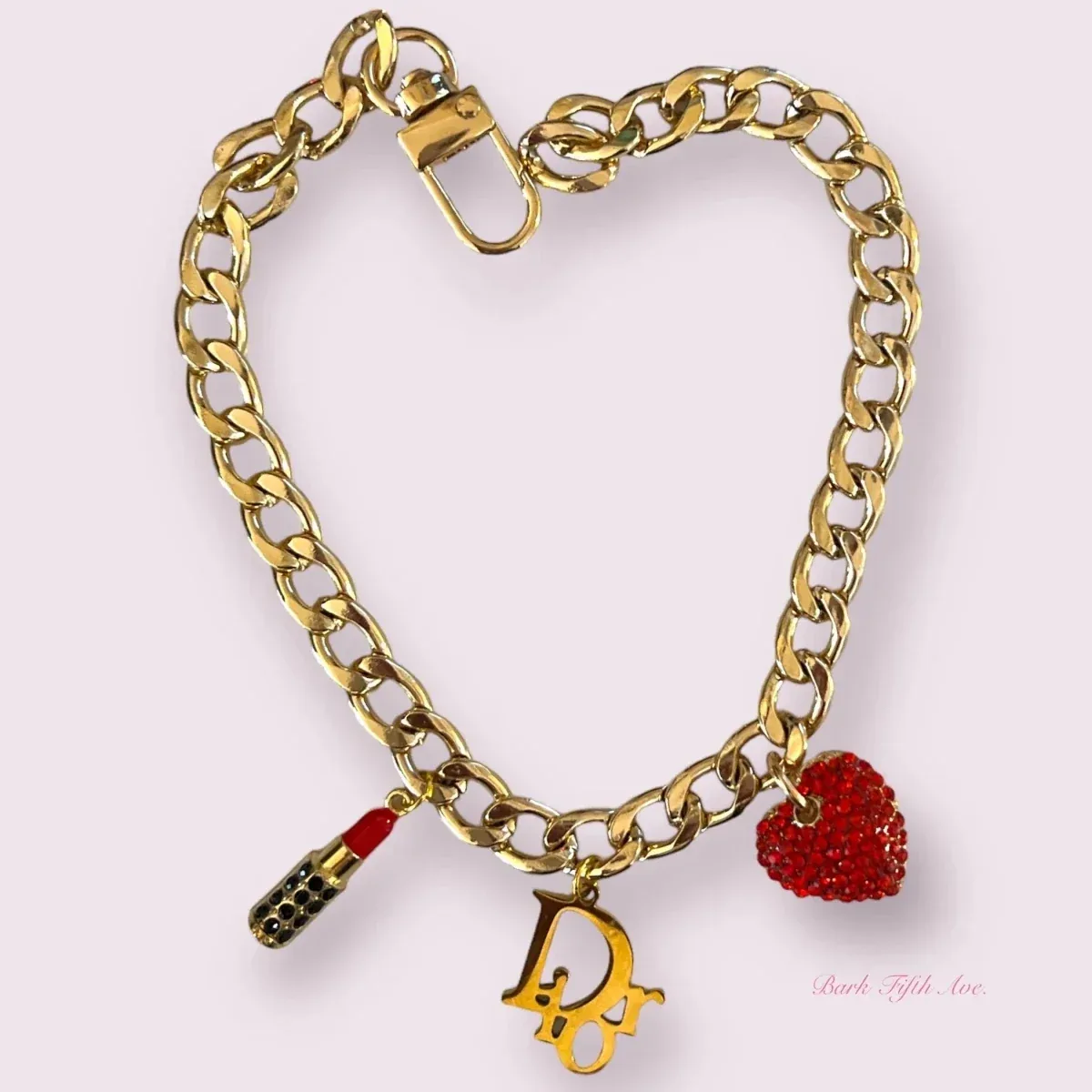 Dior-able Rhinestone Heart Charm Dog Necklace - Image 2