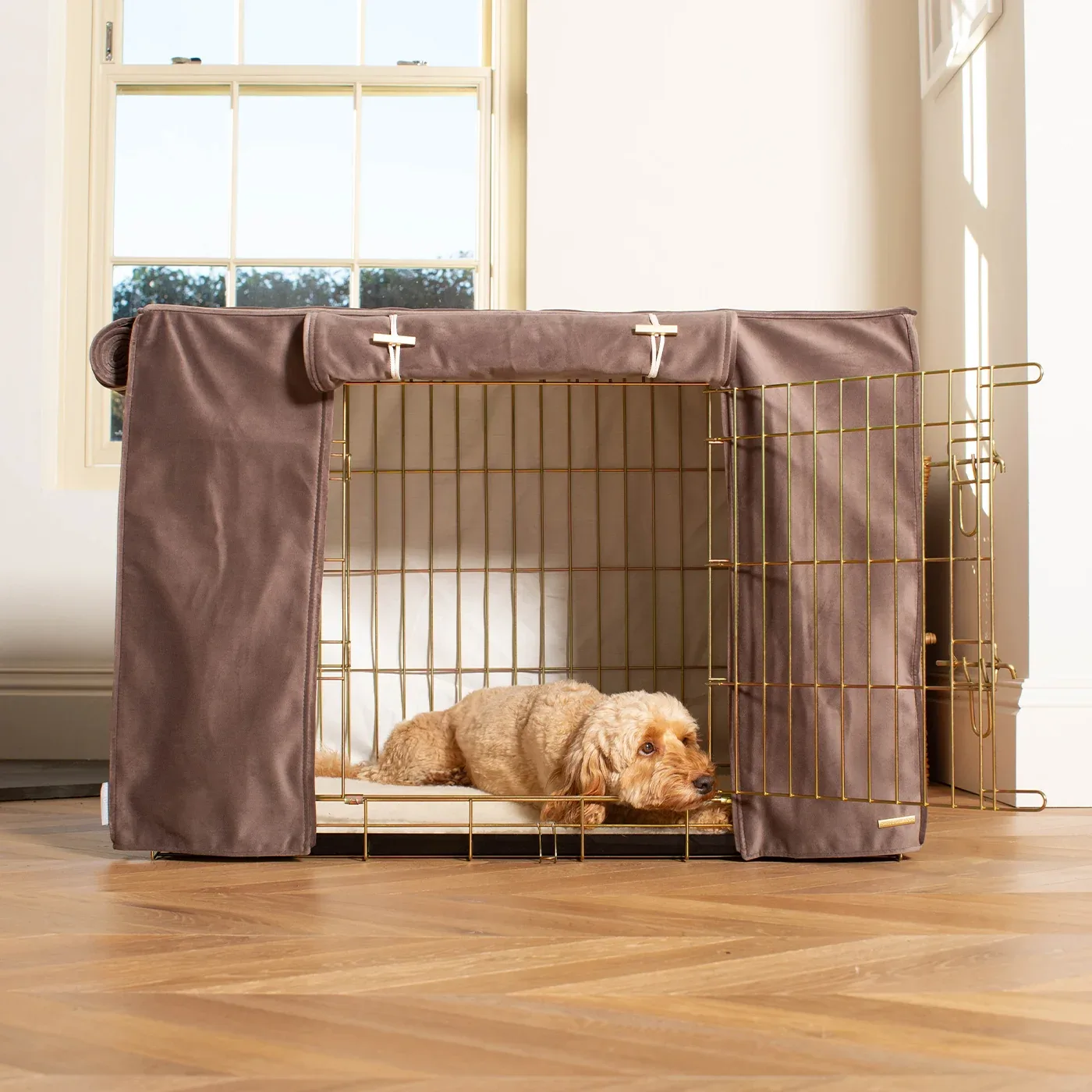 Dog Crate Cover In Silt Velvet by Lords & Labradors - Image 2