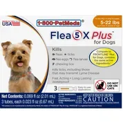 Flea5X Plus (Generic fipronil + (S)-methoprene) Flea and Tick Topical for Dogs and Cats