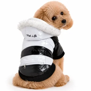 Pet Life ® Fashion Striped 3M Insulated Ultra-Plush Pet Dog Parka Coat w/ Removable Hood