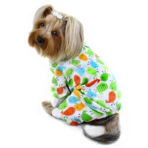 Klippo Early Birdies Knit Cotton Dog Pajamas with Round Dog Collar Flaps