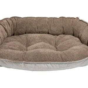 Crescent Bed Taupe Herringbone