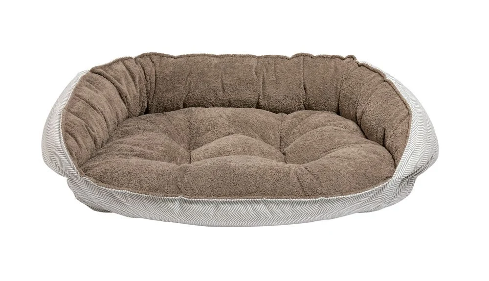 Crescent Bed Taupe Herringbone