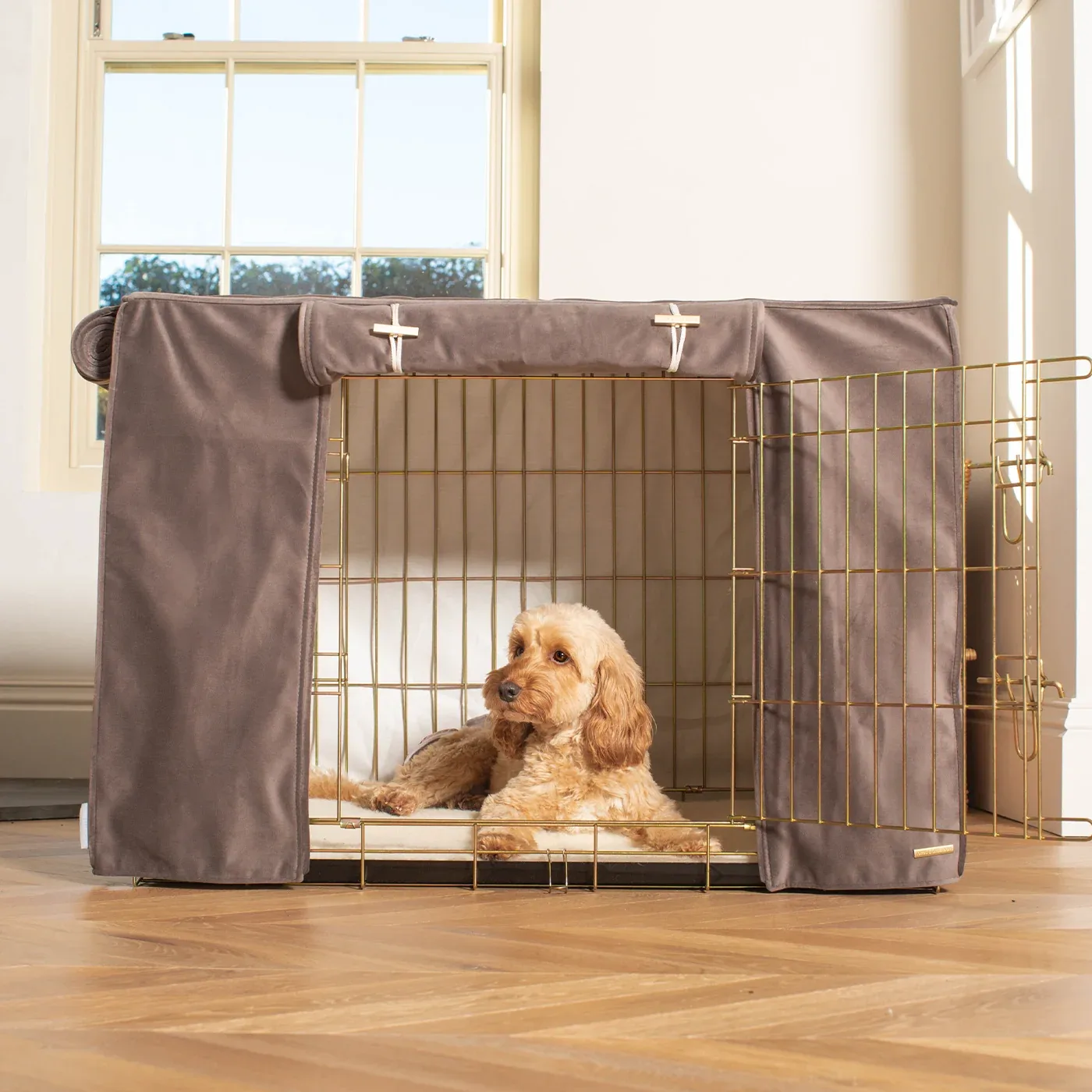 Dog Crate Cover In Silt Velvet by Lords & Labradors