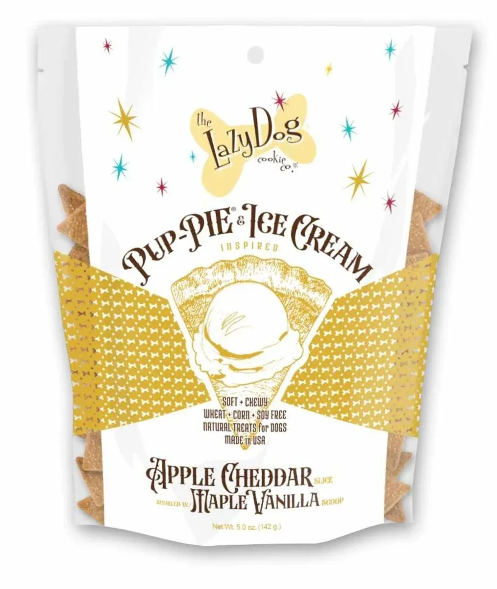 Lazy Dog Pup-PIE & Ice Cream Slices Apple Cheddar with Maple & Vanilla Dog Treat 5 oz