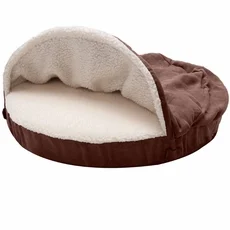 FurHaven Faux Sheepskin Snuggery Gel Top Foam Pet Bed - Espresso (26") - Image 2