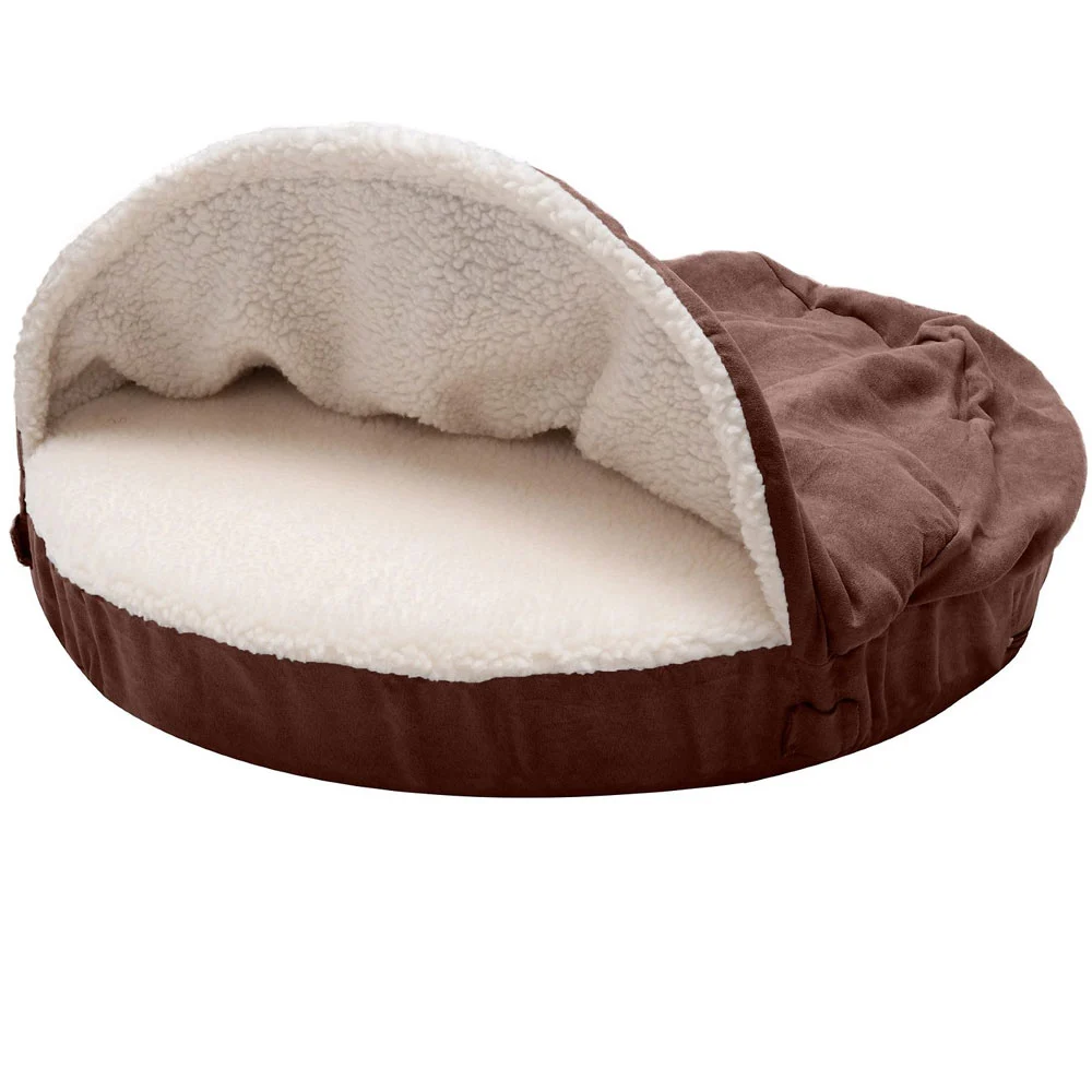 FurHaven Faux Sheepskin Snuggery Gel Top Foam Pet Bed - Espresso (26")