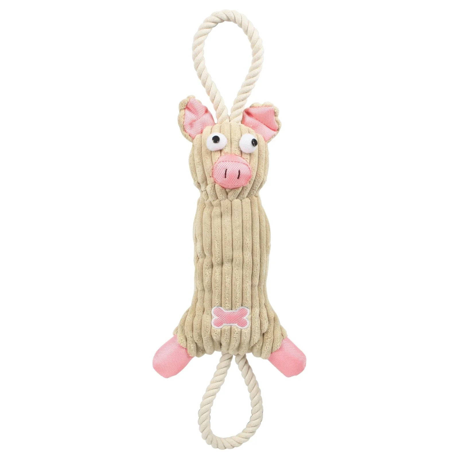 Pet Life ® 'Plush Cow' Natural Jute Rope and Squeak Tugging Plush Dog Toy - Image 2
