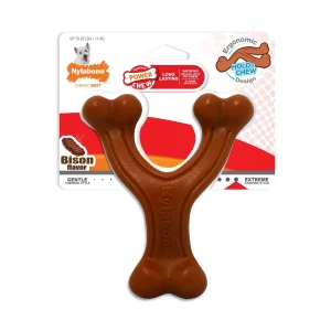 Nylabone Wishbone Shaped Durable Power-Chew Bison Flavor Nylon Chew Dog Toy