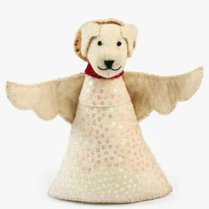 Dog Angel- Handmade Felt Tree Topper