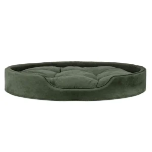 FurHaven Snuggle Terry & Suede Oval Pet Bed - Forest (Large)