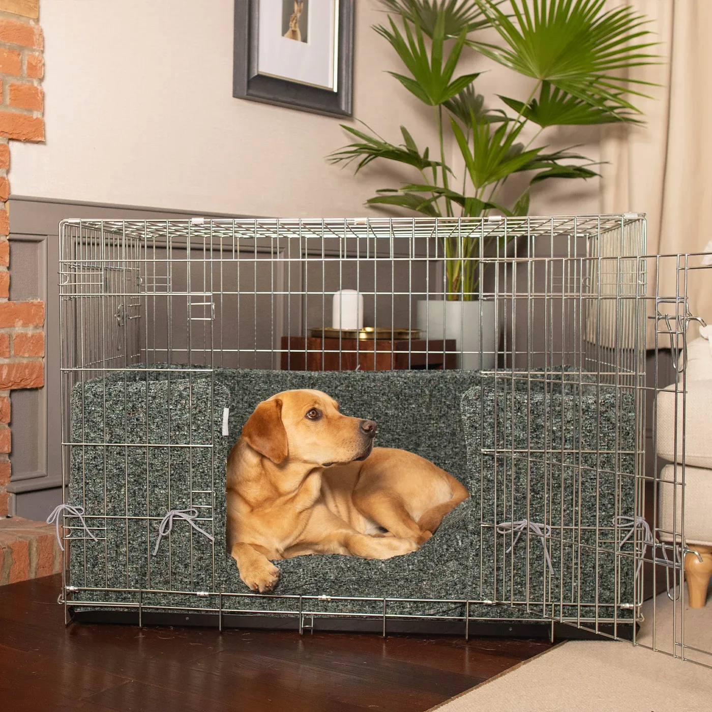 Dog Crate with Cushion & Bumper in Emerald Minerals by Lords & Labradors - Image 2