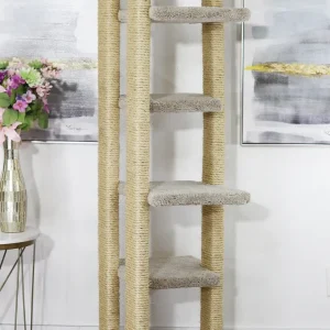 Cat Scratching Tower for Large Cats – Solid Wood Tree with Full Sisal Rope Posts
