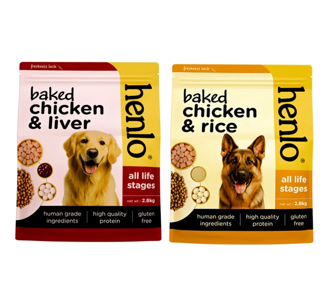 Henlo Baked Chicken & Liver and Chicken & Rice Dog Dry Food Combo
