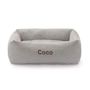 Charcoal Stripe Bolster Dog Bed