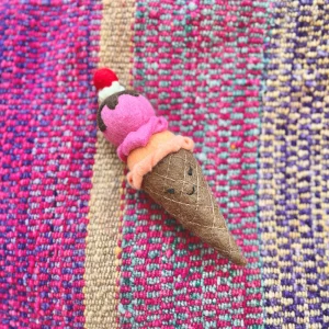 Double Scoop Cone Squeaker Toy - Brown