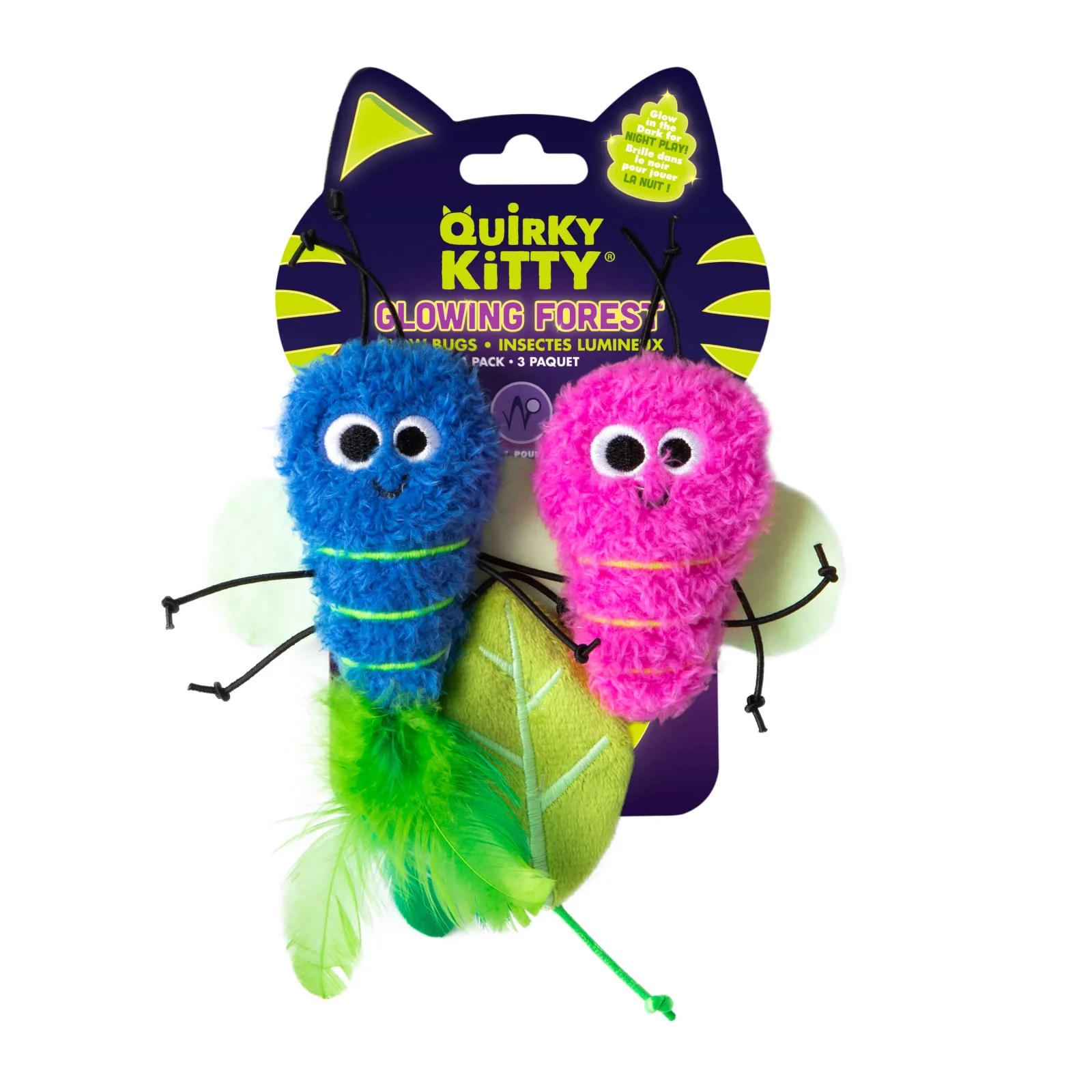 Quirky Kitty Glow Bugs 3pk – Catnip & Silvervine Cat Toys That Glow in the Dark - Image 2