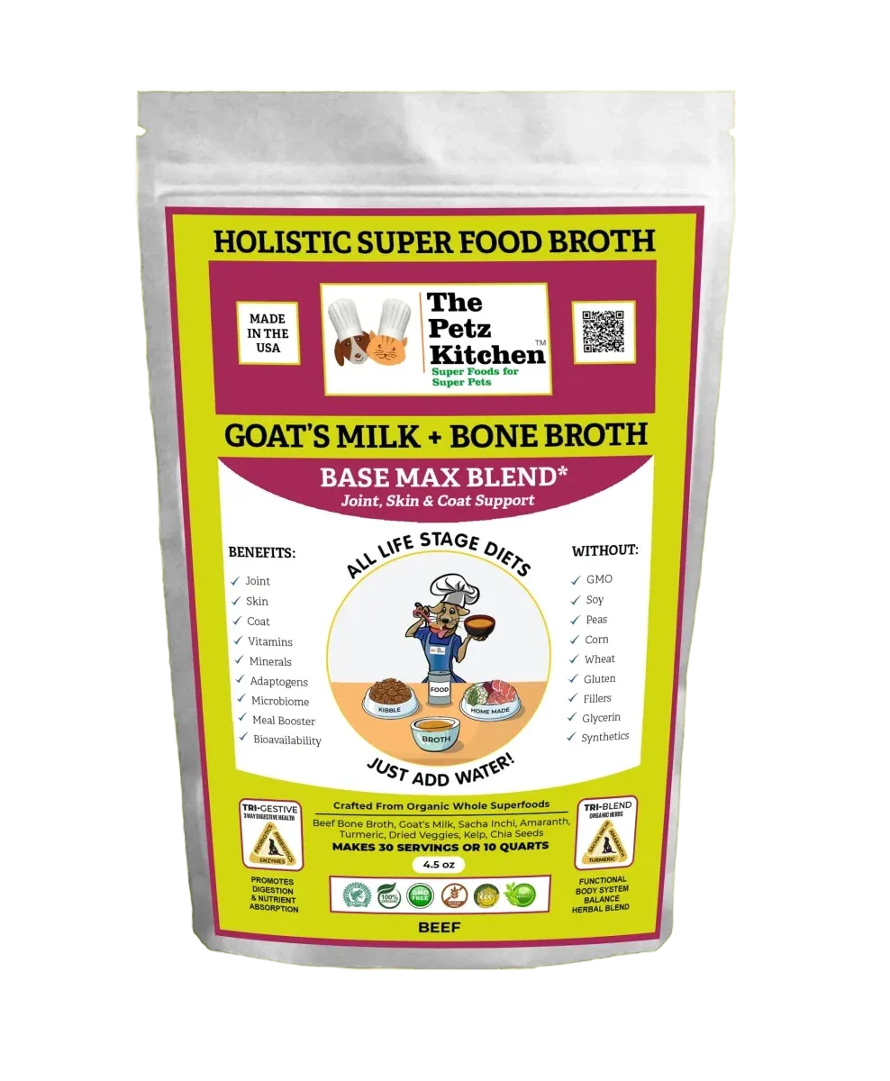 Goats Milk + Bone Broth Base Max* Joint, Skin & Coat Support Broth* The Petz Kitchen Dog & Cat