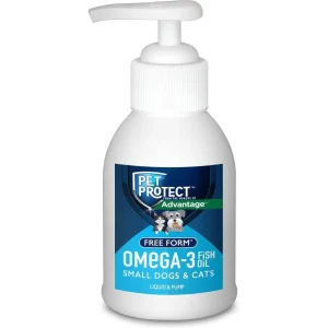 Free Form Omega-3 Fish Oil Liquid Pump Supplement for Small Dogs and Cats, 4 Fluid Ounces