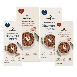 Goofy Tails Mackerel & Chicken and Himalayan Trout & Anchovies Cat Wet Food Combo 40g x 4