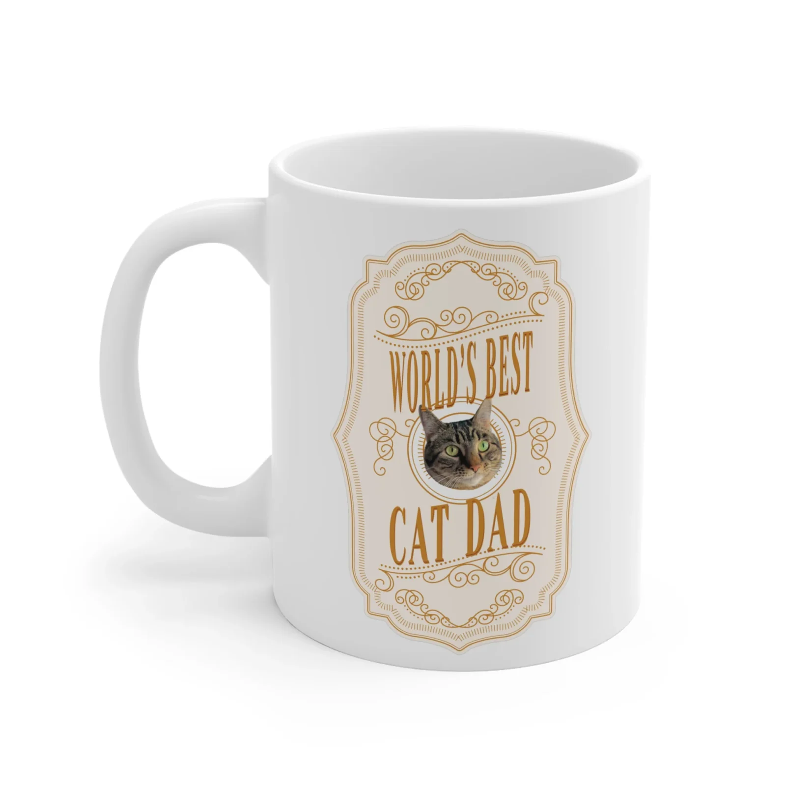 Custom World's Best Cat Dad Whiskey Label Cat Mug - Image 2