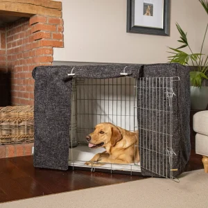 Dog Crate with Crate Cover in Obsidian Minerals by Lords & Labradors