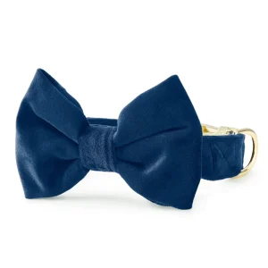Navy Velvet Bow Tie Collar