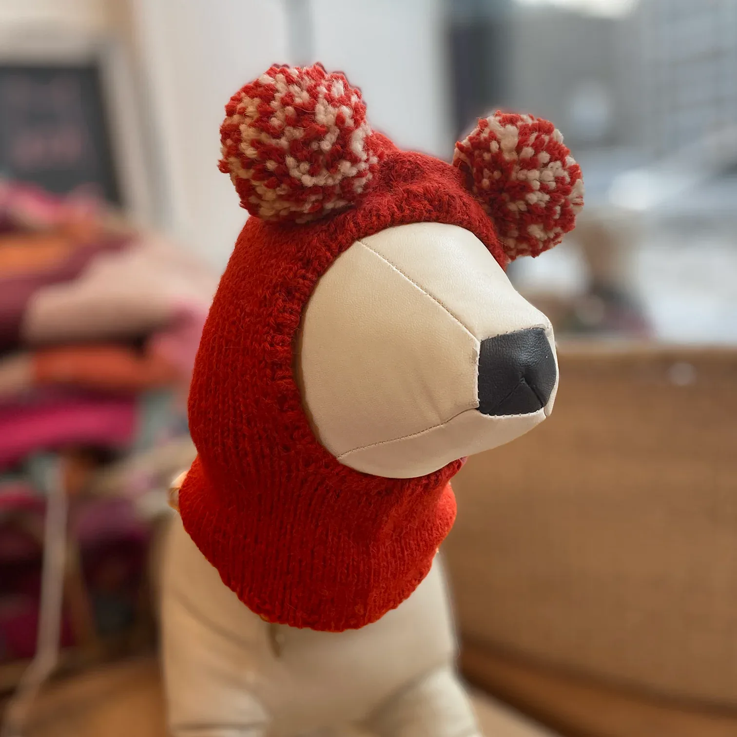 Pom Pom Sweater Hood - Orange