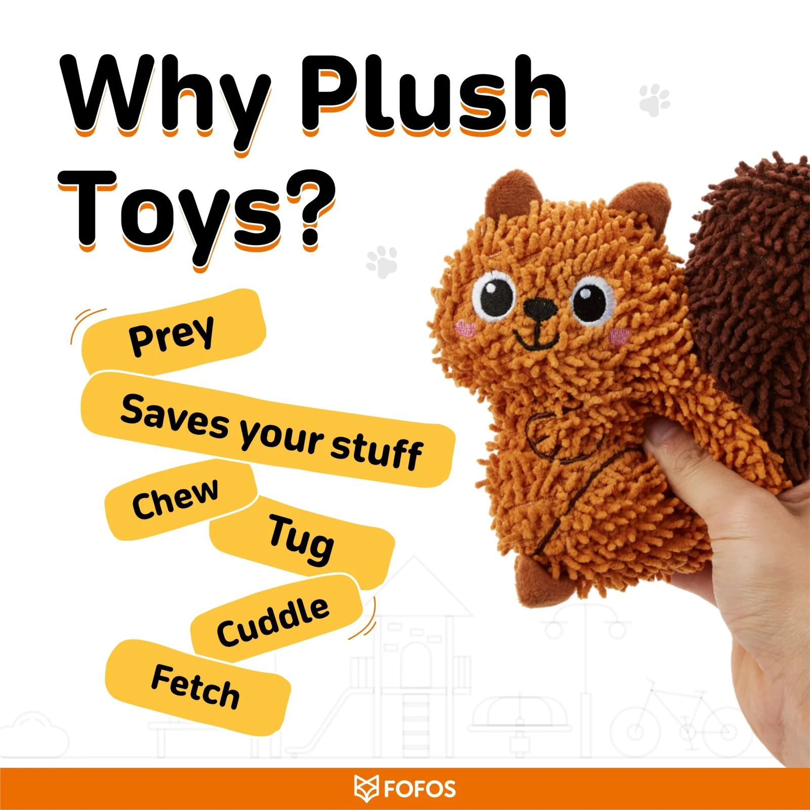 Fofos Squirrel Tough Plush Toy for Dogs (Brown) - Image 2