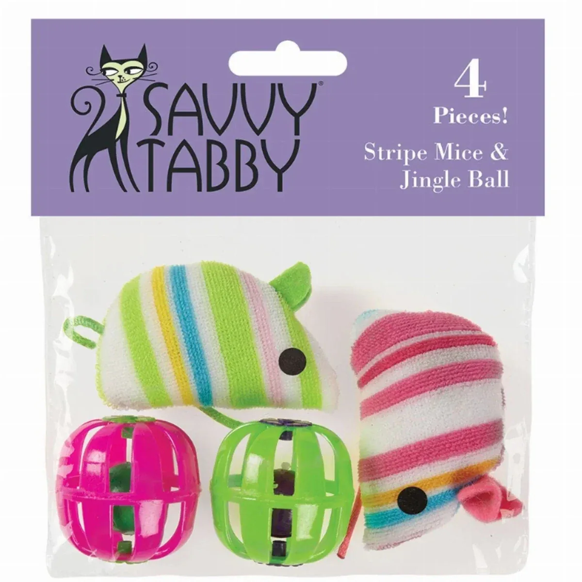 ST Stripe Mice & Jingle Ball 4 ct